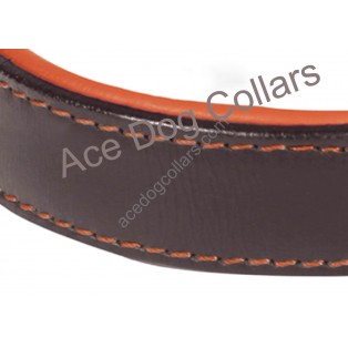 Ace Comfy LEATHER DOG COLLAR Padded And lined with soft Lamb's Leather (Brown With tan Lining) 